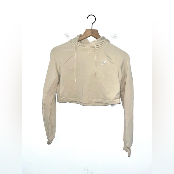 GYMSHARK Cream Training Cropped Hoodie Size XS - Picture 5 of 8